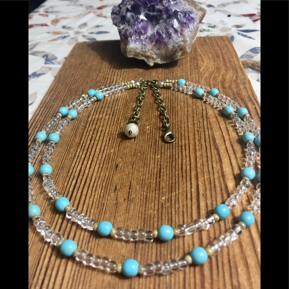 Ladies Double Strand Beaded Turquoise Like Necklace, Ladies Jewelry, Nec… - Picture 6 of 7